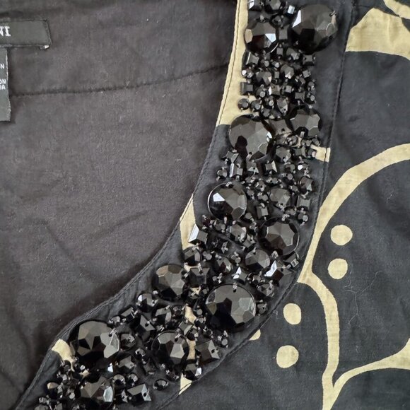 ALFANI Sleeveless Black Tan Big Floral Animal Print Beaded Neckline Dress 16 - Picture 6 of 8